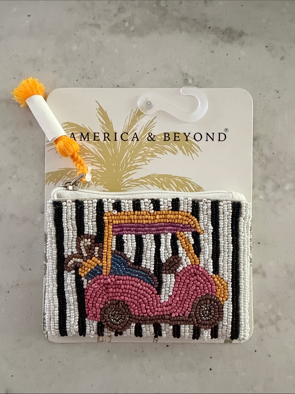Pink Beaded Golf Cart Coin Pouch